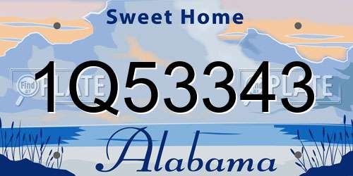 1Q53343 Alabama License Plate