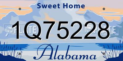 1Q75228 Alabama License Plate