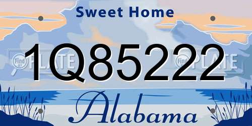 1Q85222 Alabama License Plate