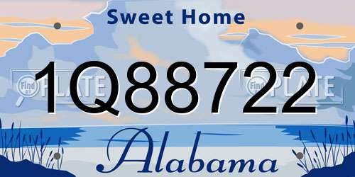 1Q88722 Alabama License Plate