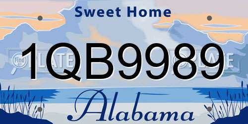 1QB9989 Alabama License Plate