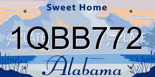 1QBB772 Alabama License Plate