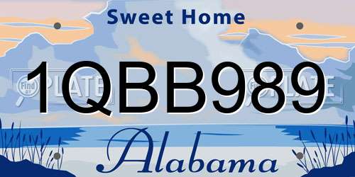 1QBB989 Alabama License Plate