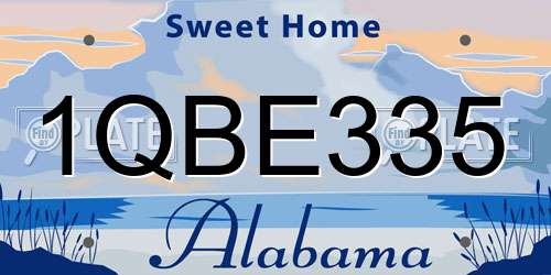 1QBE335 Alabama License Plate
