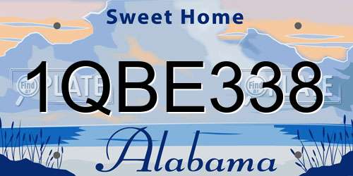 1QBE338 Alabama License Plate