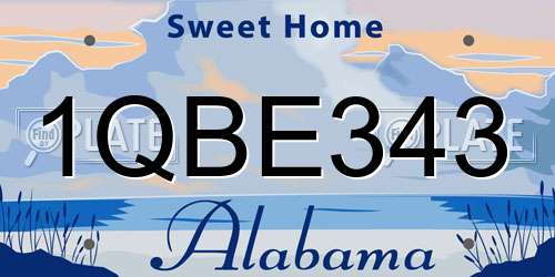 1QBE343 Alabama License Plate