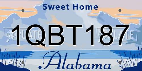 1QBT187 Alabama License Plate