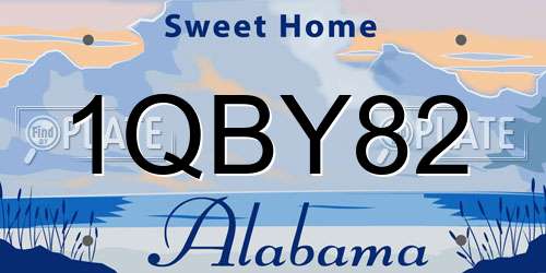 1QBY82 Alabama License Plate
