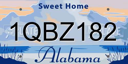 1QBZ182 Alabama License Plate