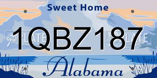 1QBZ187 Alabama License Plate