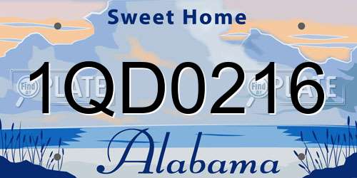 1QD0216 Alabama License Plate