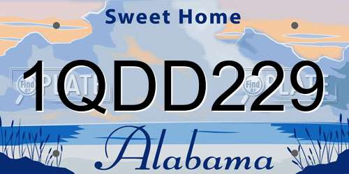 1QDD229 Alabama License Plate