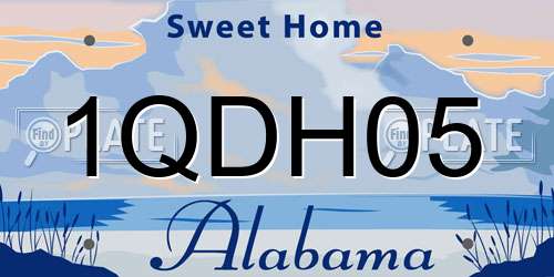 1QDH05 Alabama License Plate