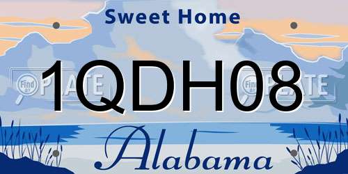 1QDH08 Alabama License Plate