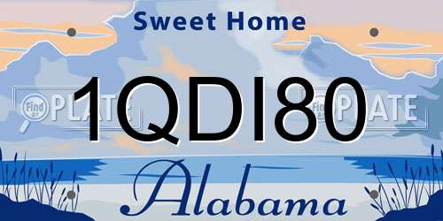 1QDI80 Alabama License Plate