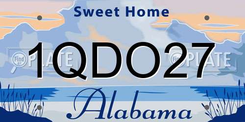 1QDO27 Alabama License Plate