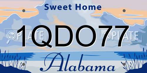 1QDO77 Alabama License Plate