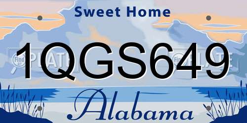 1QGS649 Alabama License Plate