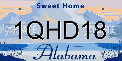 1QHD18 Alabama License Plate