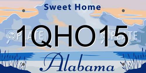 1QHO15 Alabama License Plate