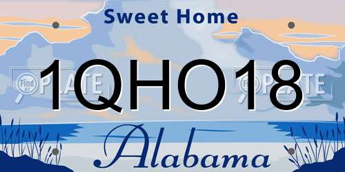 1QHO18 Alabama License Plate