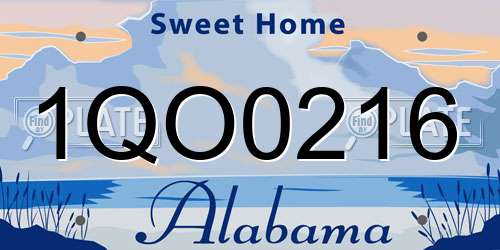 1QO0216 Alabama License Plate