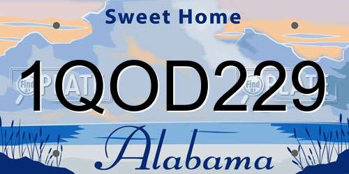 1QOD229 Alabama License Plate