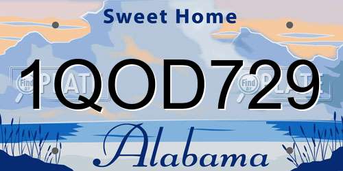 1QOD729 Alabama License Plate