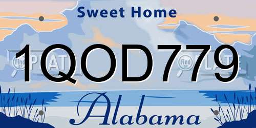 1QOD779 Alabama License Plate