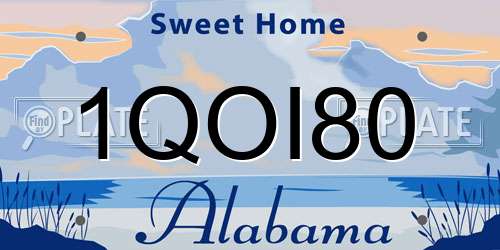 1QOI80 Alabama License Plate