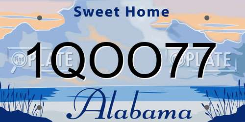 1QOO77 Alabama License Plate