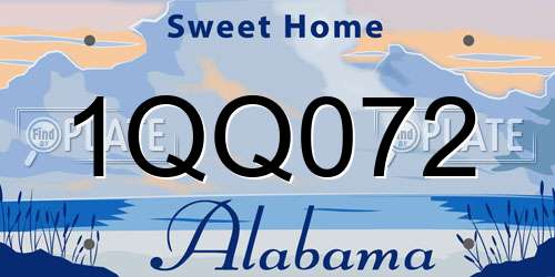 1QQ072 Alabama License Plate