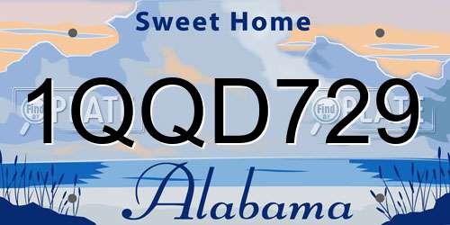 1QQD729 Alabama License Plate