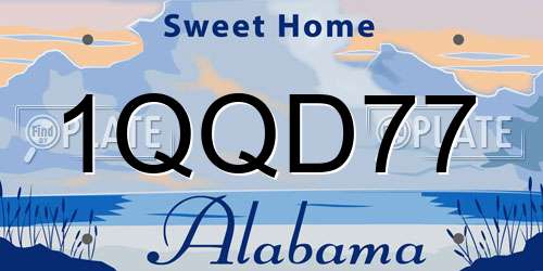 1QQD77 Alabama License Plate