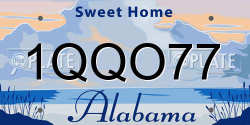1QQO77 Alabama License Plate