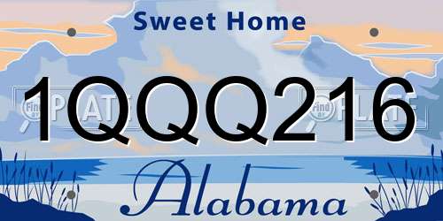 1QQQ216 Alabama License Plate