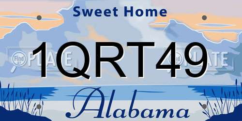 1QRT49 Alabama License Plate
