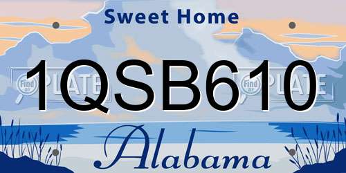 1QSB610 Alabama License Plate