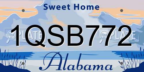 1QSB772 Alabama License Plate