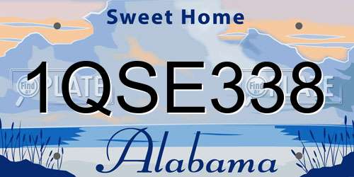 1QSE338 Alabama License Plate