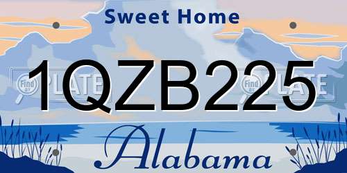 1QZB225 Alabama License Plate