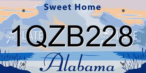1QZB228 Alabama License Plate