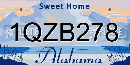 1QZB278 Alabama License Plate