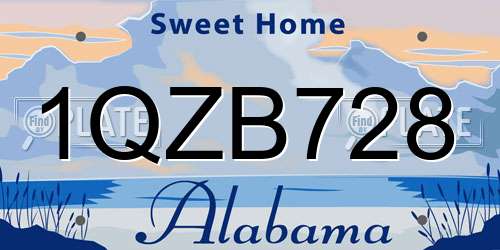 1QZB728 Alabama License Plate