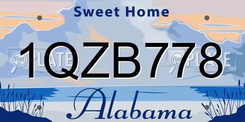 1QZB778 Alabama License Plate