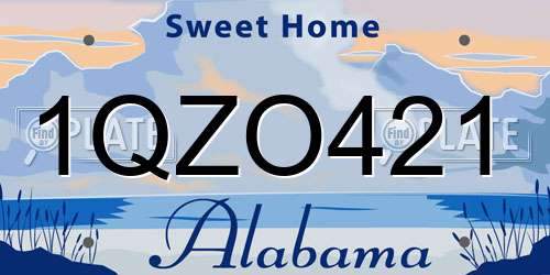1QZO421 Alabama License Plate