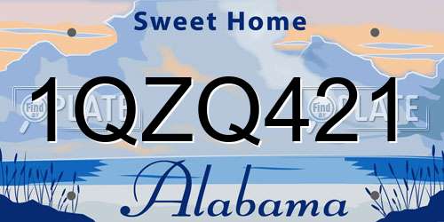 1QZQ421 Alabama License Plate