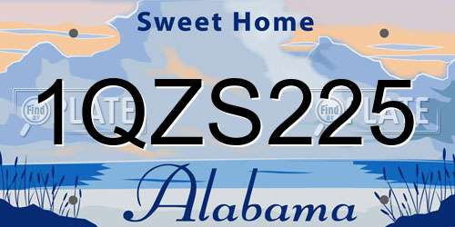 1QZS225 Alabama License Plate