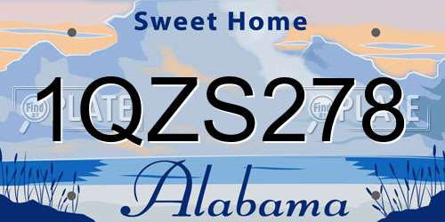 1QZS278 Alabama License Plate