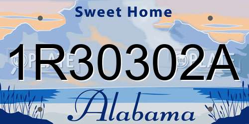 1R30302A Alabama License Plate